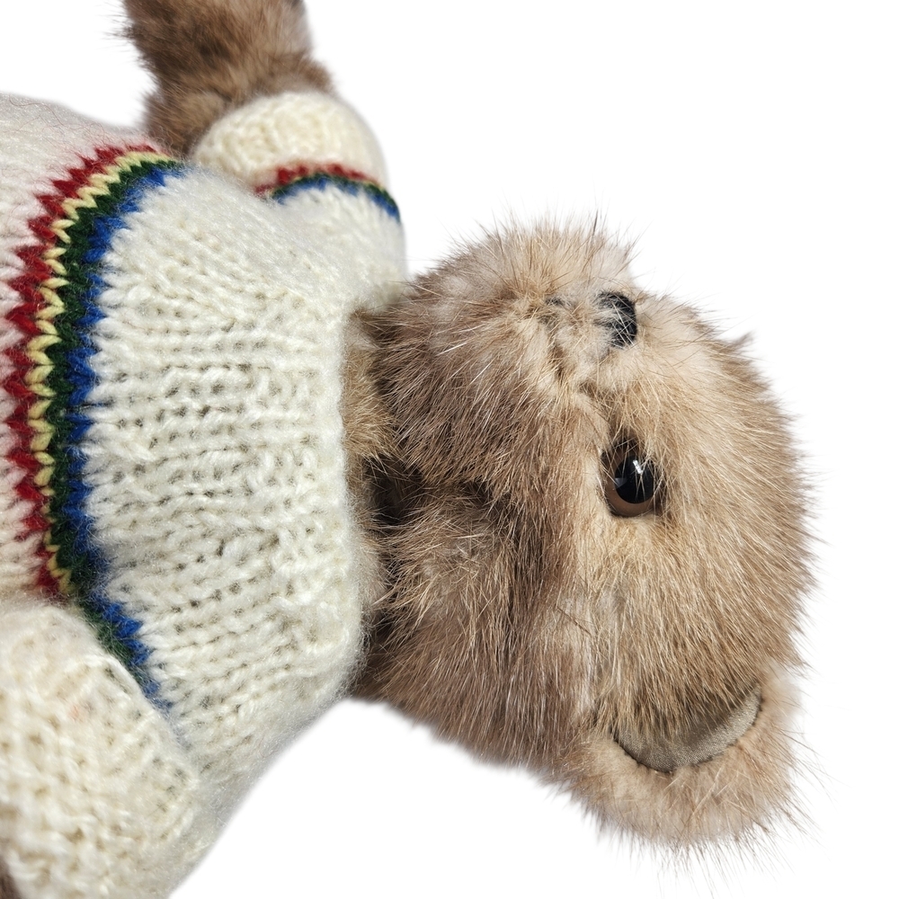 Vintage Real Mink Fur Teddy Bear in Knitted Sweater Rare Small Excellent Cond - Picture 11 of 11